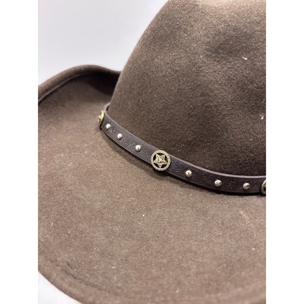 Cody James‎ Mens Brown Wool Cowboy Hat Star Concho Studded Western BBCJDF166 XL - Picture 3 of 9